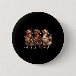 Vintage Chicken Christmas Lights Farm Animal Cute 6 Cm Round Badge