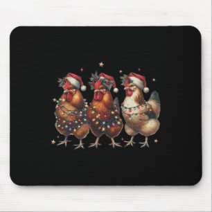 Vintage Chicken Christmas Lights Farm Animal Cute Mouse Mat