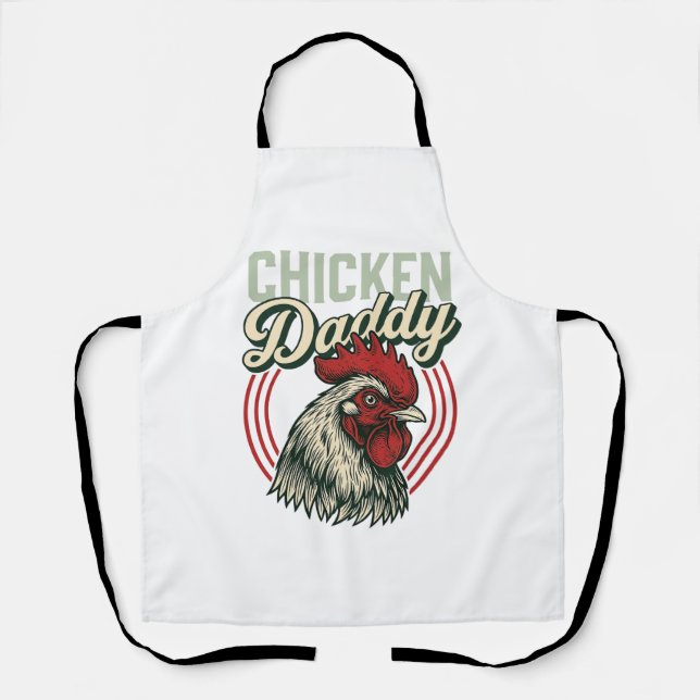 Vintage Chicken Daddy Rooster Shirt Design_1 Apron (Front)