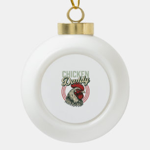 Vintage Chicken Daddy Rooster Shirt Design_1 Ceramic Ball Christmas Ornament