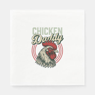Vintage Chicken Daddy Rooster Shirt Design_1 Napkin