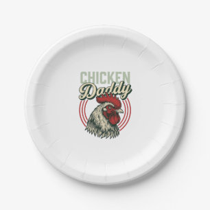 Vintage Chicken Daddy Rooster Shirt Design_1 Paper Plate