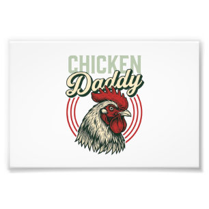 Vintage Chicken Daddy Rooster Shirt Design_1 Photo Print