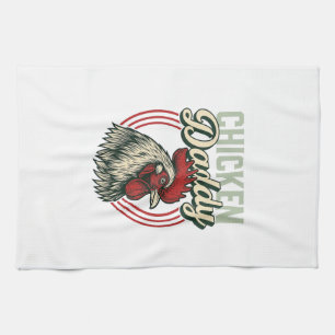 Vintage Chicken Daddy Rooster Shirt Design_1 Tea Towel