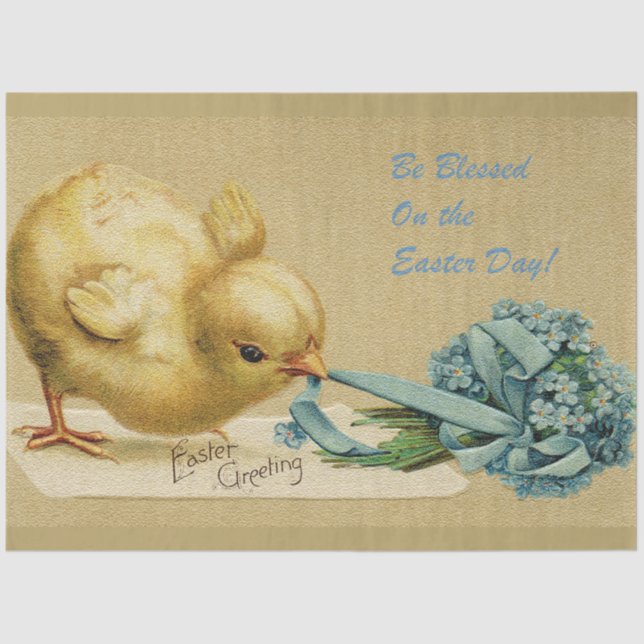 Vintage Chicken Easter Holiday Tissue Paper (Front)