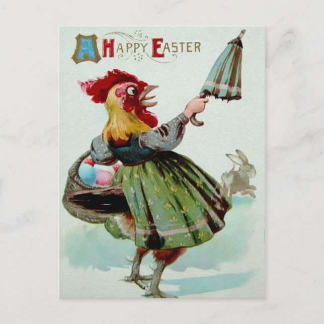 Vintage Chicken Easter Postcard (Front)