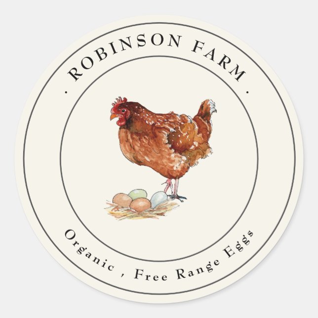 Vintage Chicken Farm fresh eggs  Classic Round Sticker (Front)