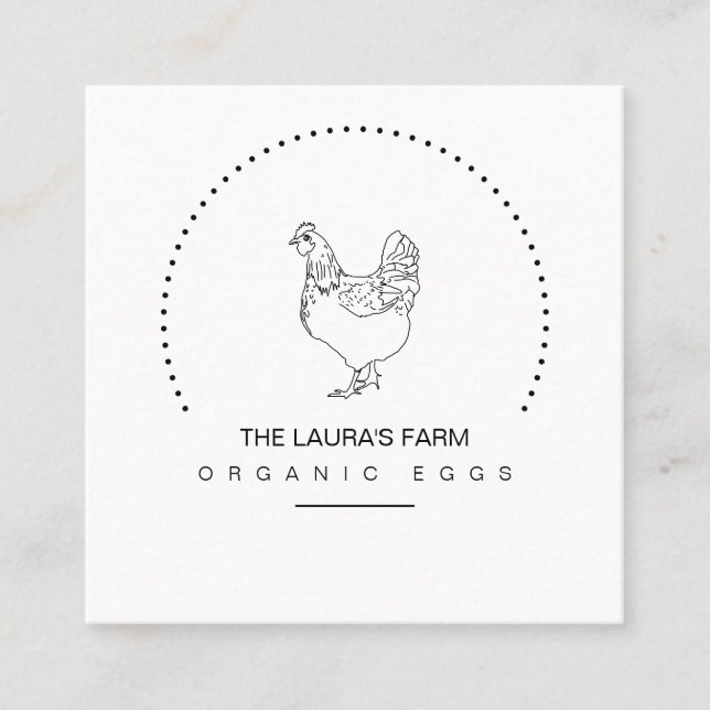 Vintage Chicken Farm Hen Line Art Business Card (Front)