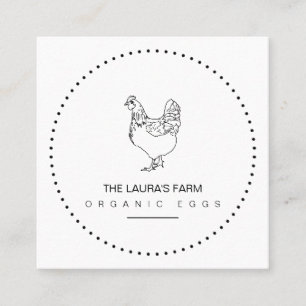Vintage Chicken Farm Hen Line Art Business Card
