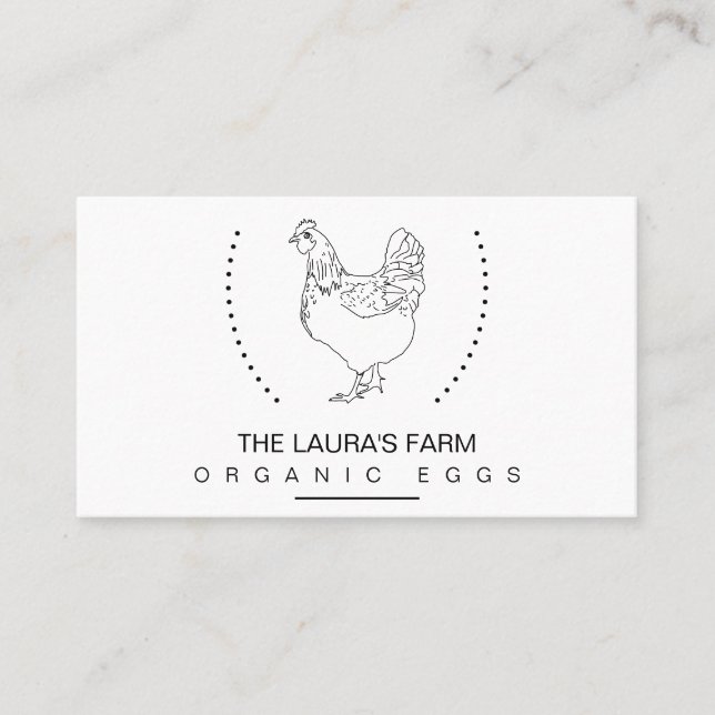 Vintage Chicken Farm Hen Line Art Business Card (Front)