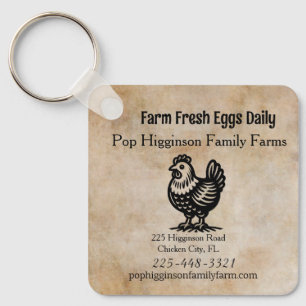 Vintage Chicken Farm Key Ring