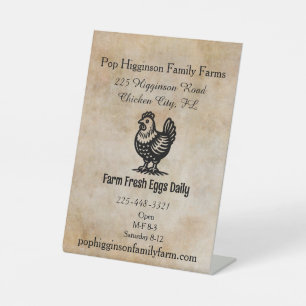  Vintage Chicken Farm Pedestal Sign
