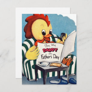 Vintage Chicken Fathers Day For Daddy Holiday Card