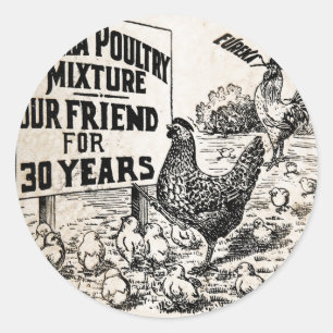 Vintage Chicken Feed Advertisement Classic Round Sticker