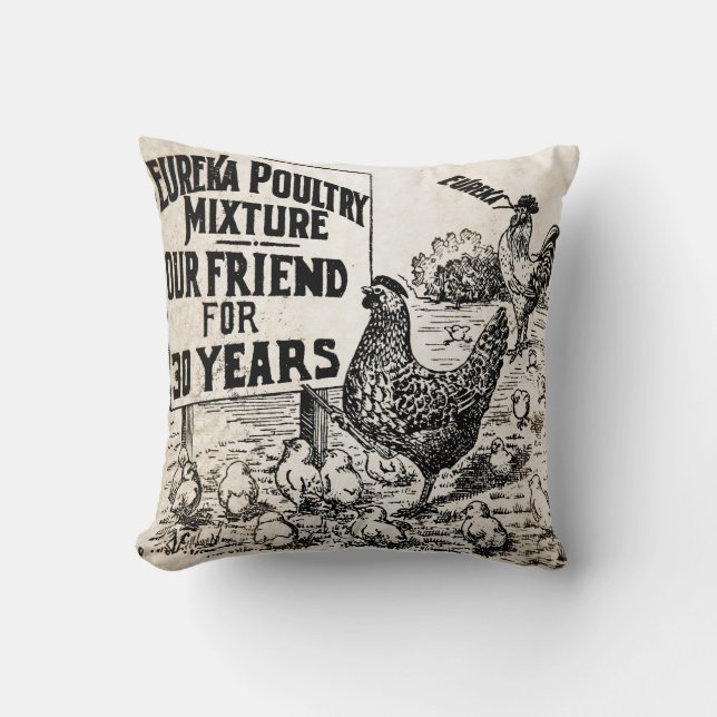 Vintage Chicken Feed Advertisement Pillow (Front)