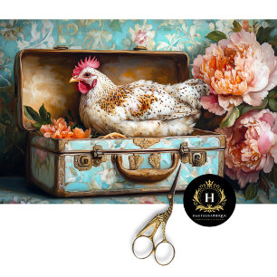 Vintage Chicken Floral Furniture Decoupage Tissue Paper