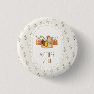 Vintage Chicken Floral Mother To Be Baby Shower 3 Cm Round Badge