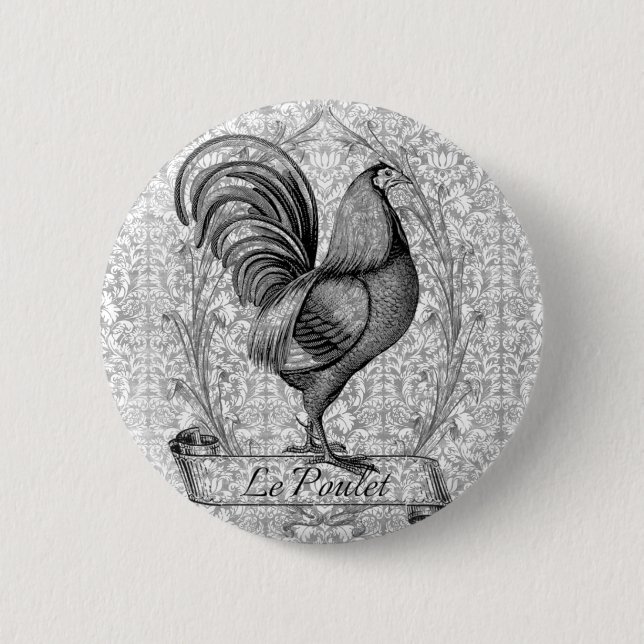 Vintage Chicken Illustration 6 Cm Round Badge (Front)