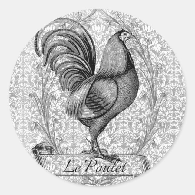 Vintage Chicken Illustration Classic Round Sticker (Front)