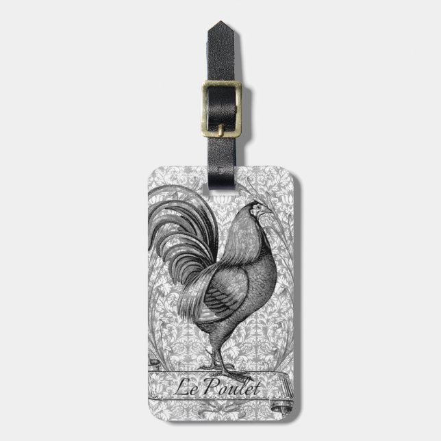 Vintage Chicken Illustration Luggage Tag (Front Vertical)