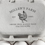 Vintage Chicken Logo Family Farm Est Year Egg Self-inking Stamp<br><div class="desc">Vintage-style stamp with your farmstead name in an open-face font forming a curve over a chicken logo illustration with your est year. More text and contact information appear below. Click on "Personalise this template" and edit the text in the boxes to create your own. There are both self-inking and wooden...</div>