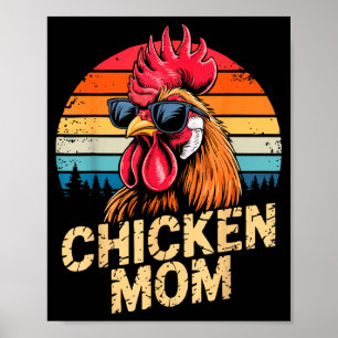 Vintage chicken mum mama chicken lover mummy poster