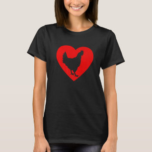Vintage Chicken Red Heart Animal Valentines Day T-Shirt
