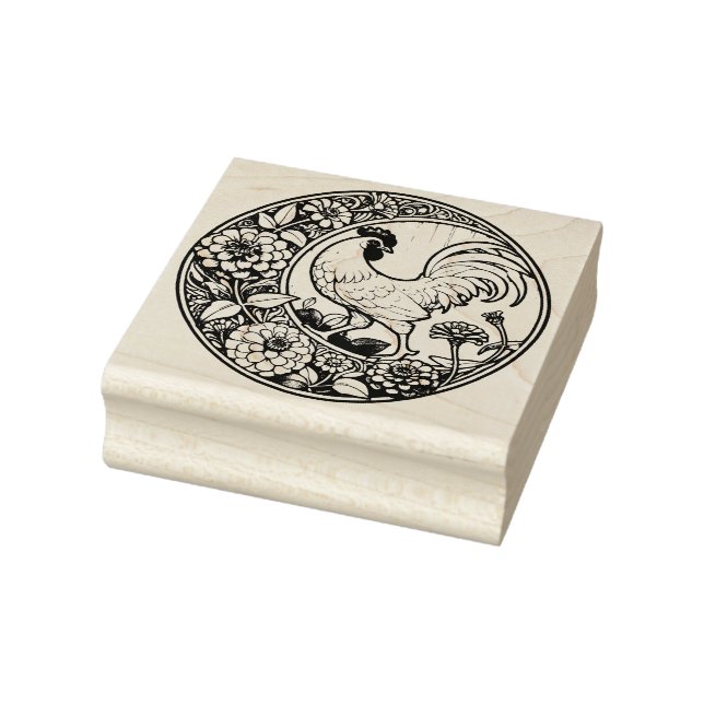 Vintage Chicken                                    Rubber Stamp (Stamp)