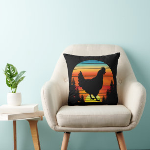 Vintage chicken silhouette hen cushion