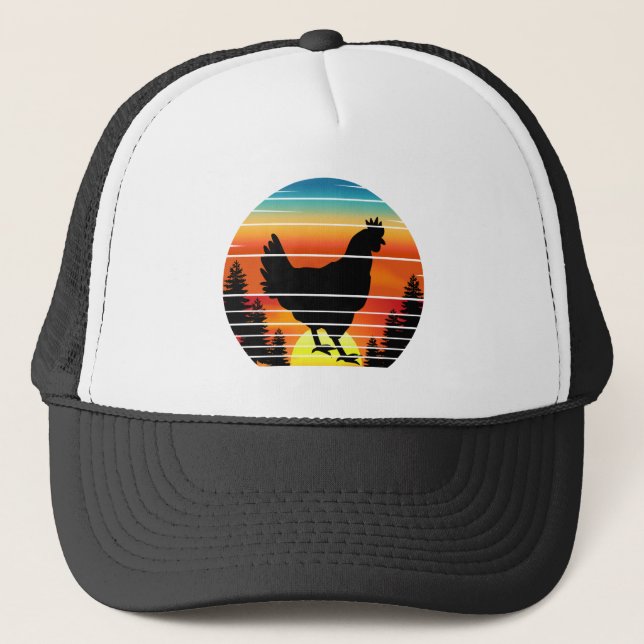 Vintage chicken silhouette hen trucker hat (Front)