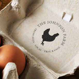 Vintage Chicken Silhouette Personalised Egg Rubber Stamp