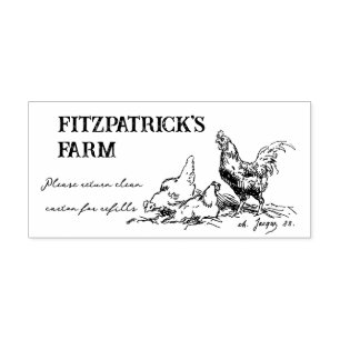 Vintage Chicken Sketch Egg Farm Branding Carton Self-inking Stamp