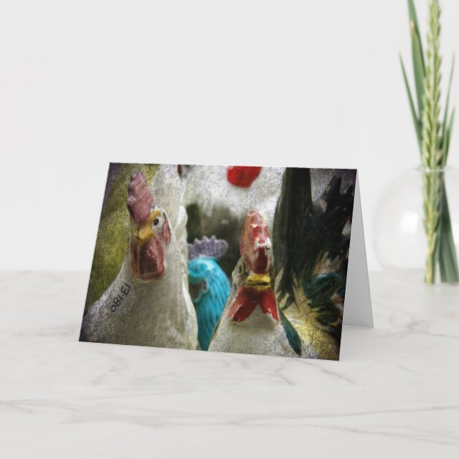 Vintage Chickens at the Antique Store Card (Front)