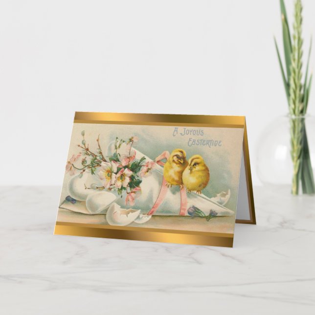 Vintage Chickens Easter Holiday Folded Cards (Front)