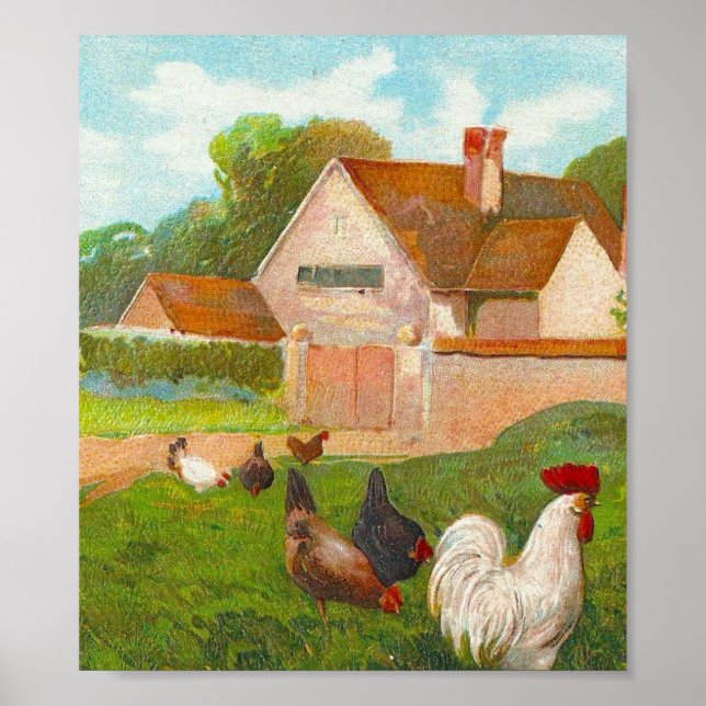 Vintage Chickens Poster (Front)