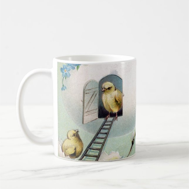 Vintage Chicks Easter Greeting Coffee Mug (Left)