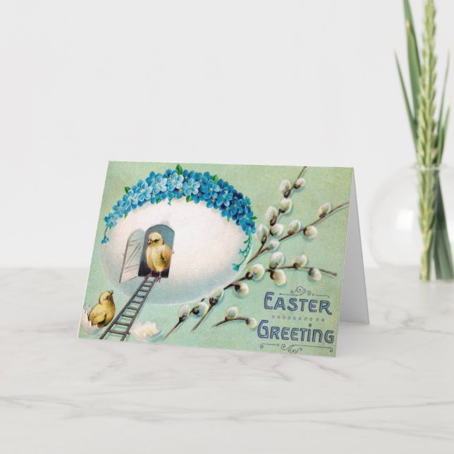 Vintage Chicks Easter Greeting Holiday Card (Front)