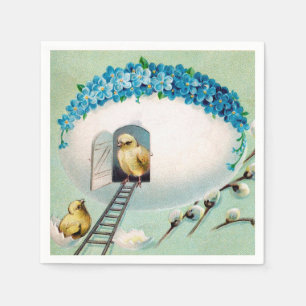 Vintage Chicks Easter Greeting Napkin