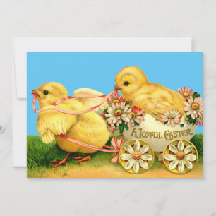 Vintage Chicks & Flowers Easter Holiday Card