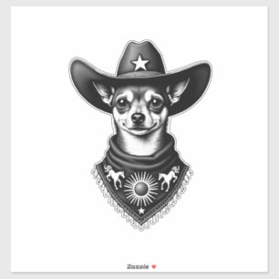 Vintage Chihuahua Cowboy Engraving Style Western D