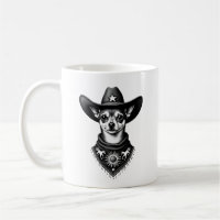 Vintage Chihuahua Cowboy Engraving Style Western D