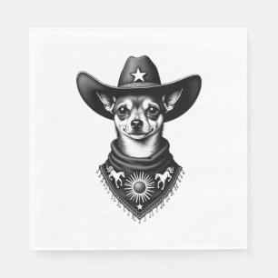Vintage Chihuahua Cowboy Engraving Style Western D Napkin