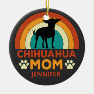 Vintage Chihuahua Dog Mom Sunset Ceramic Tree Decoration