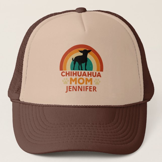 Vintage Chihuahua Dog Mum Sunset Personalised  Trucker Hat (Front)