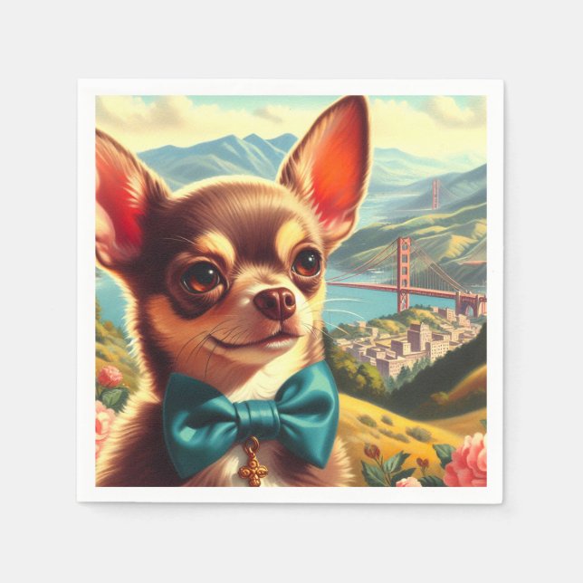 Vintage Chihuahua Painting Napkin (Front)