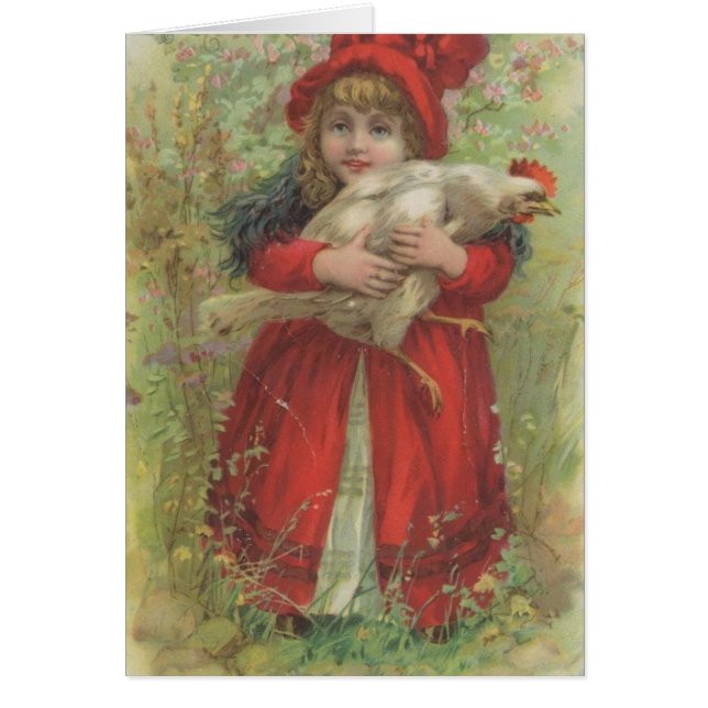 Vintage child and chicken, all the best to (Front)