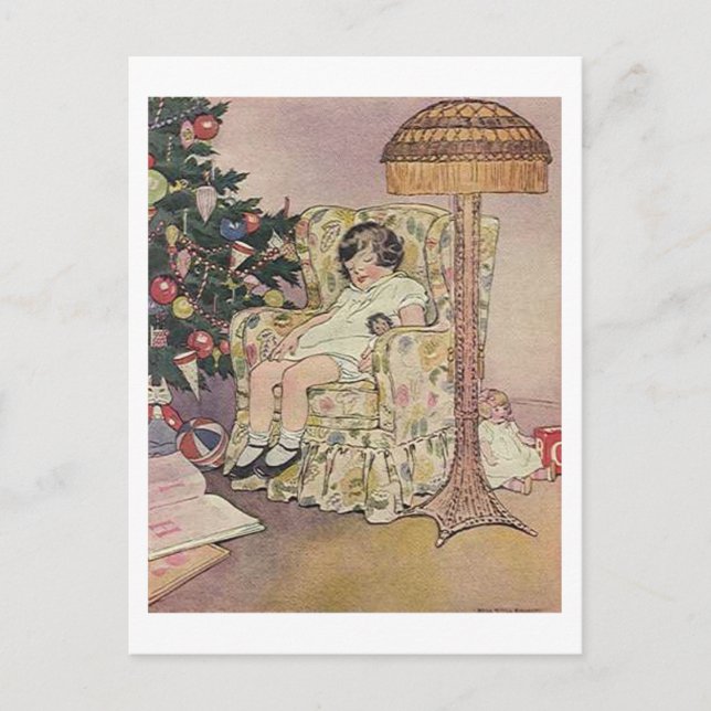 Vintage Child and Tree Christmas Card (Front)