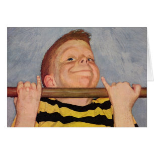 Vintage Child, Boy Doing Chin Ups, Exercise Sports