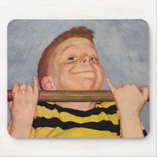 Vintage Child, Boy Doing Chin Ups, Exercise Sports Mouse Mat
