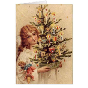 Vintage Child Carrying Tree Card